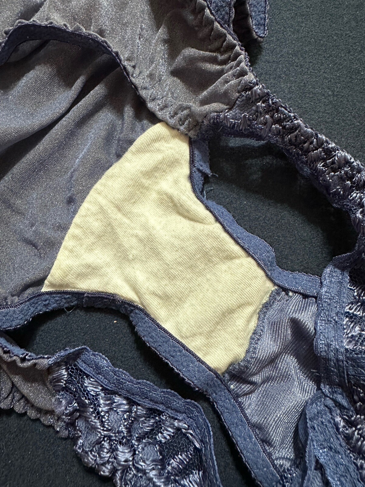 Vintage Victorias Secret Blue Nylon Lace Panties Size S Style 3907