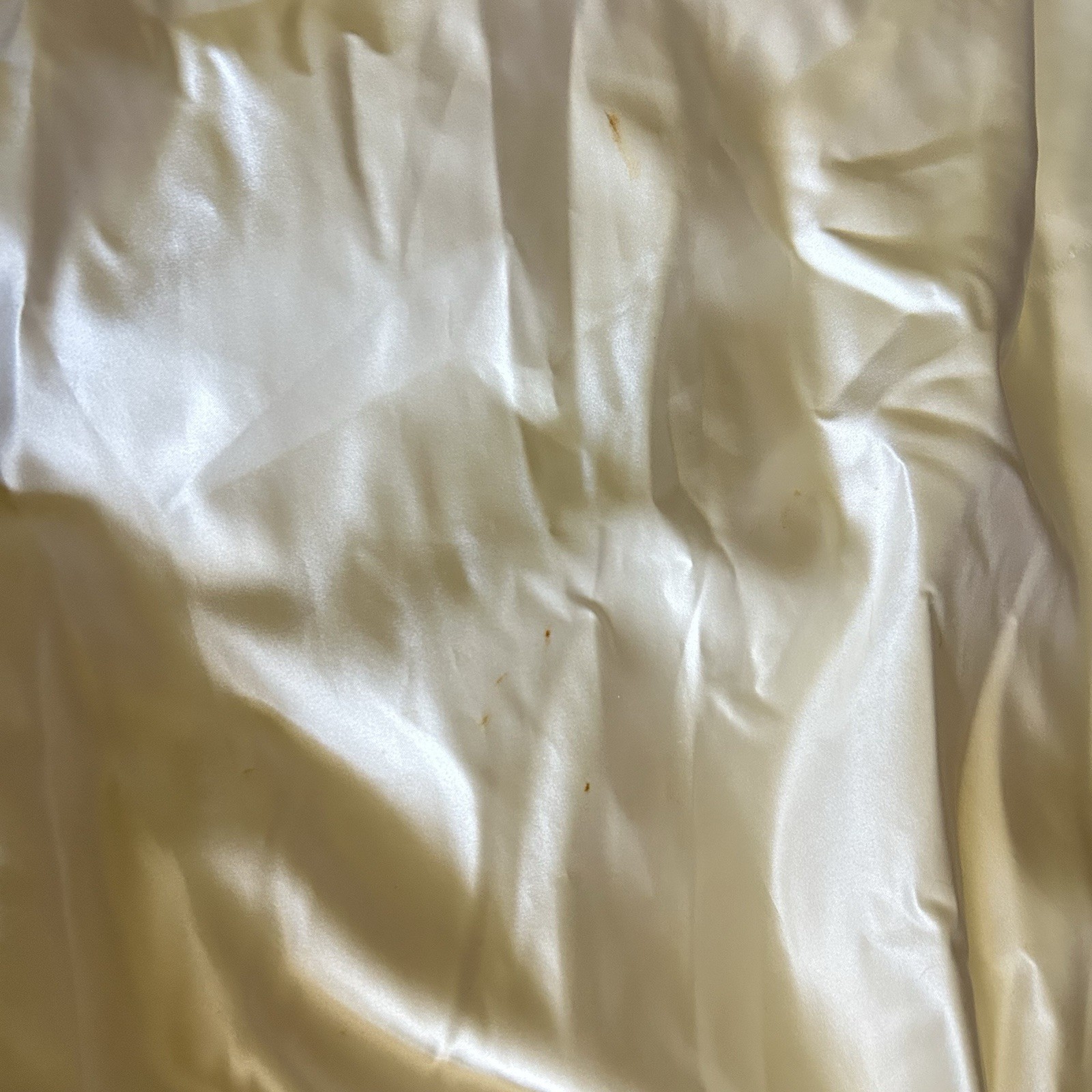Vtg 80s Ivory Satin Beaded Bride Wedding Dress Short Sleeve Long Train Size 14