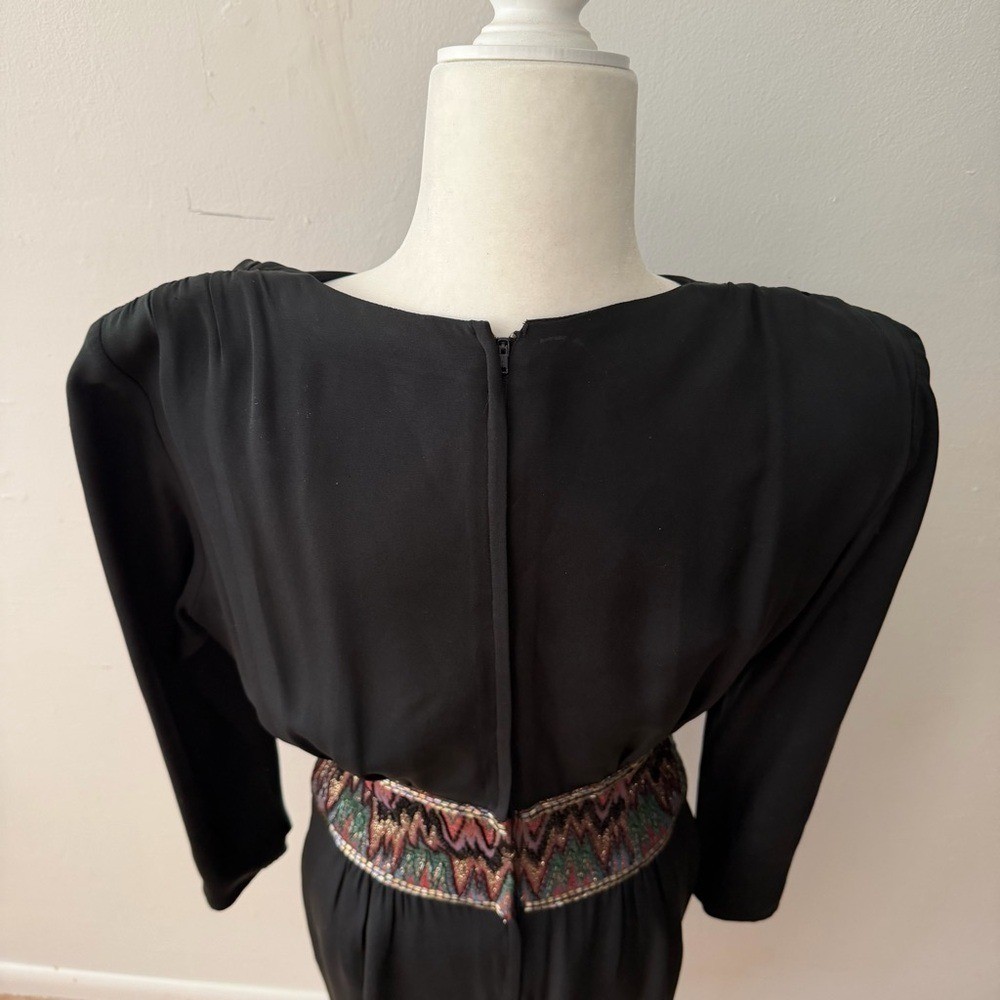 Vintage Francesca of Damon Midi Silk Cocktail Dress Whinsigoth Goth Beaded 1980s