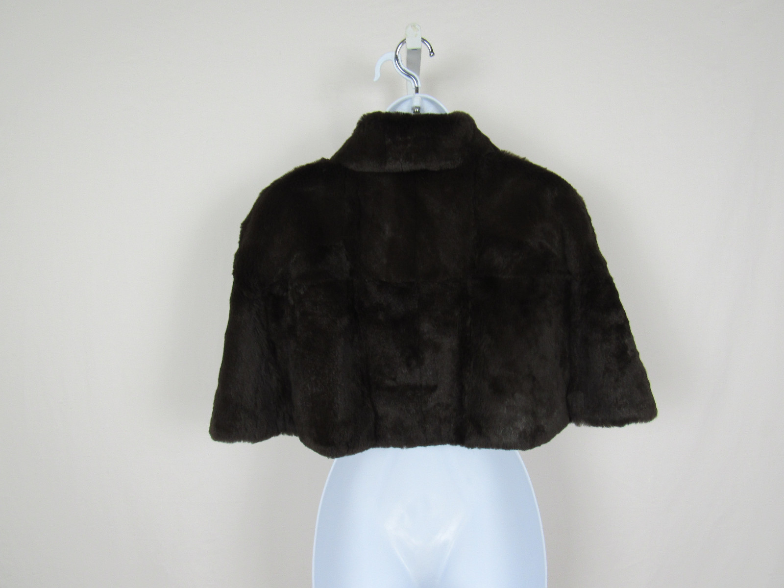 VTG 1990 2000s? NYGARD COLLECTION ANGORA RABBIT FUR CAPE PETITE 10-12 DARK MOCHA