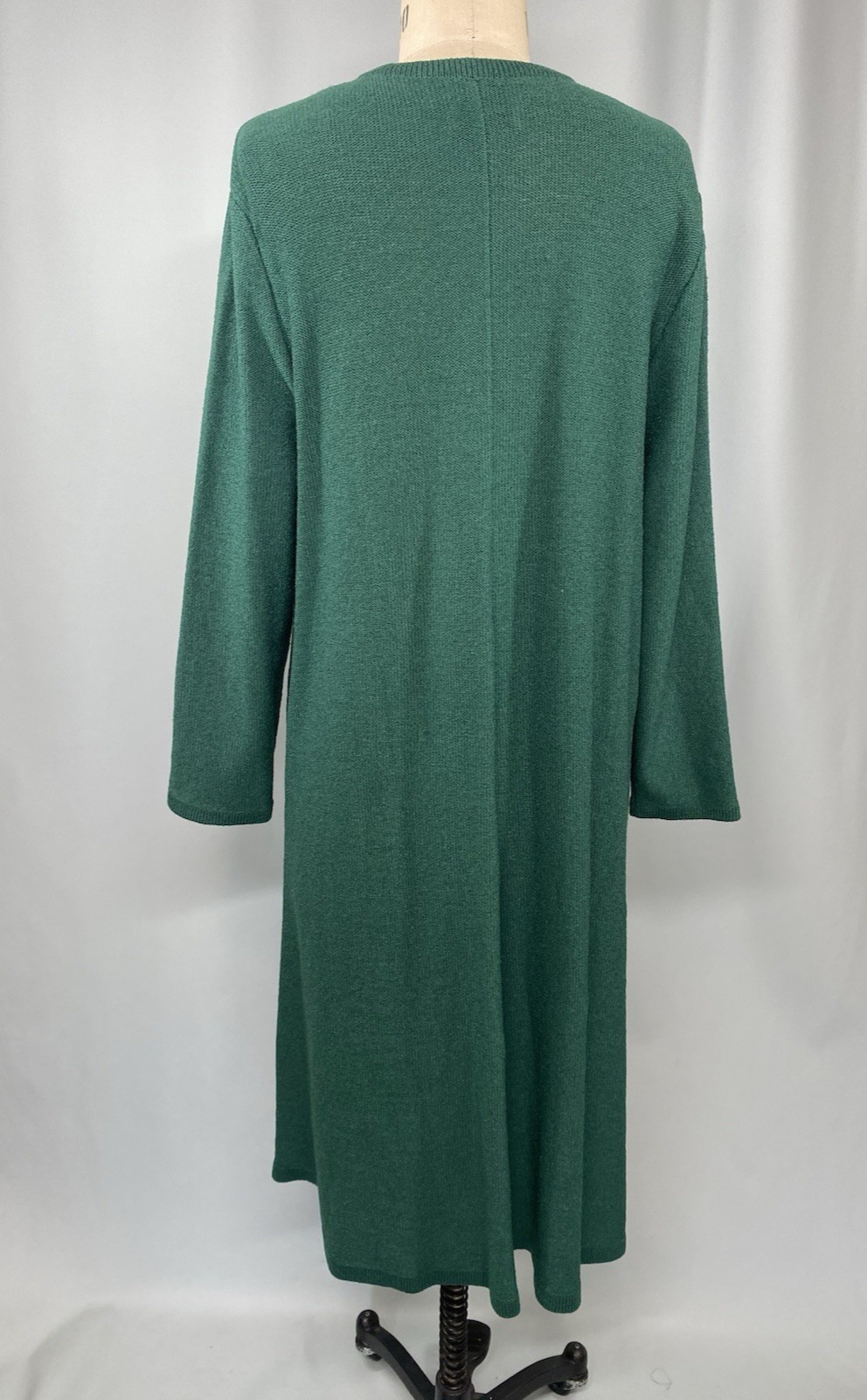Vintage Dress 16W 2X Green Knit wool rayon JENNIFER ROBERTS SAKS FIFTH AVE 90s