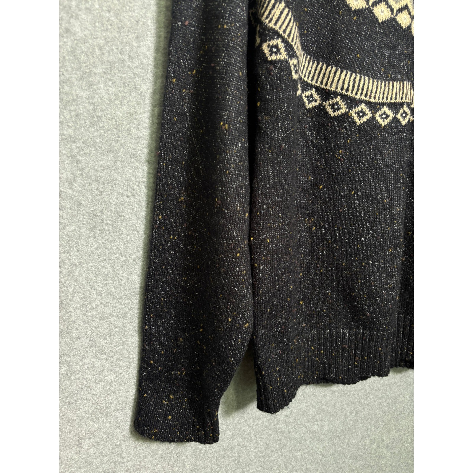 Weatherproof Vintage Fair Isle Sweater Black Cream Nordic Knit Pullover