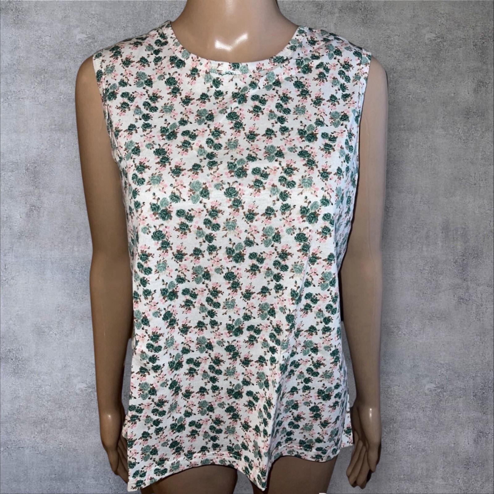 NEW YS SPORT by Young Stuff Floral Tank Top Shirt Women’s Petite Large VTG 80s