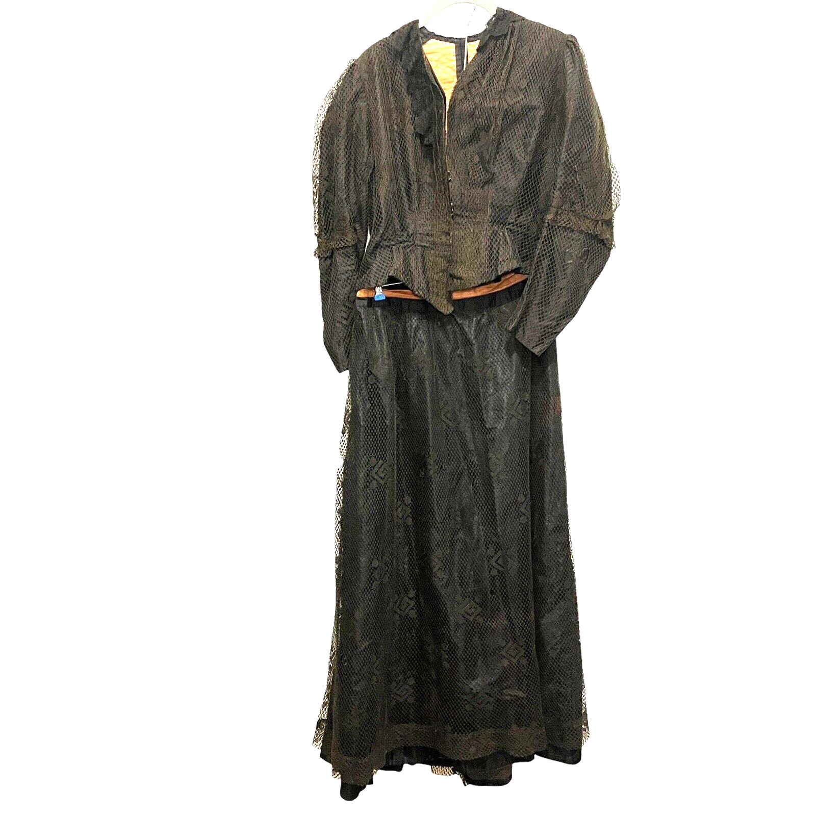Widow’s Weeds Skirt Set Bodice Top Antique 1890s 1900 Edwardian Victorian Repair