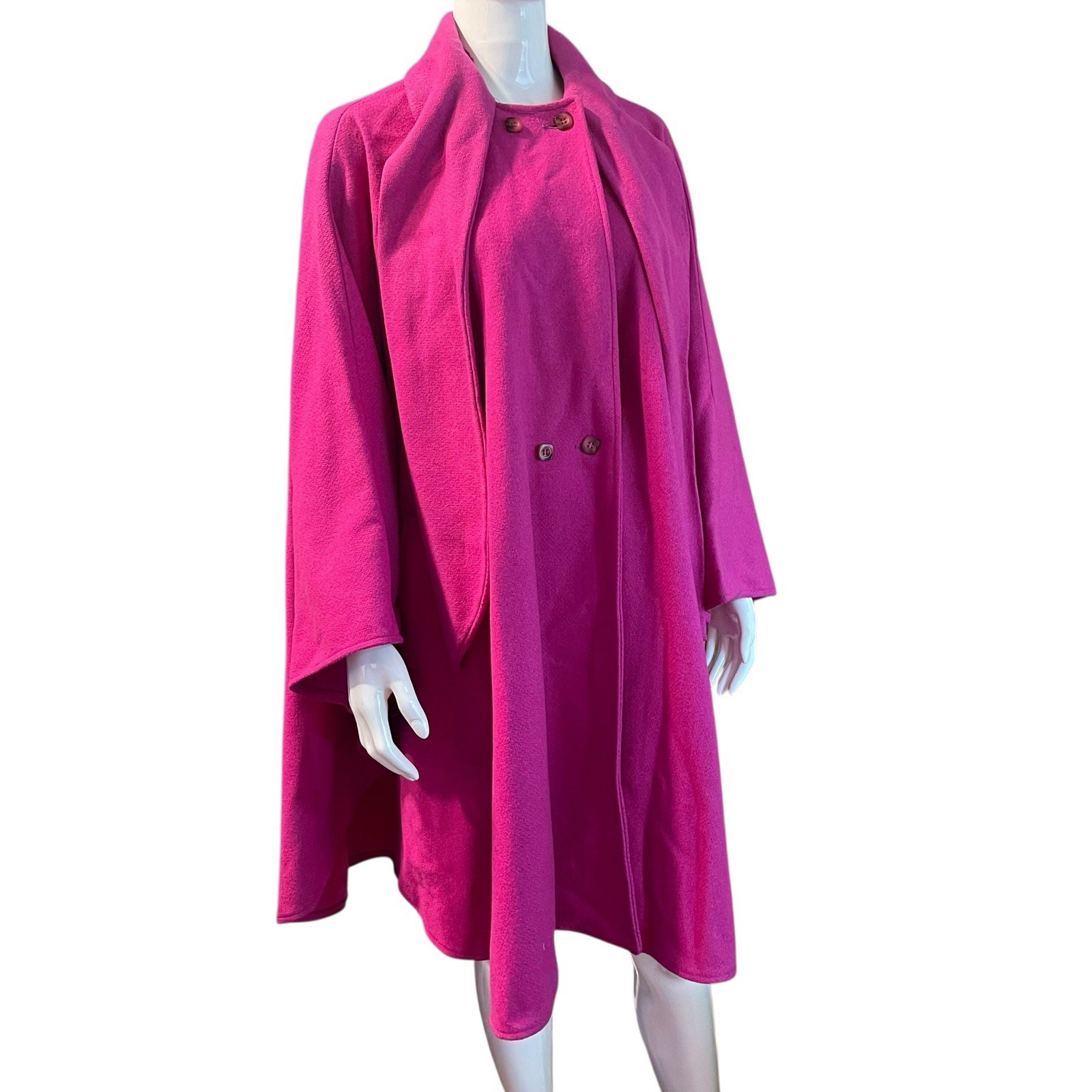 Vintage Country Pacer Wool Pea Coat Poncho Jacket Women’s Size XL 16/18 Pink