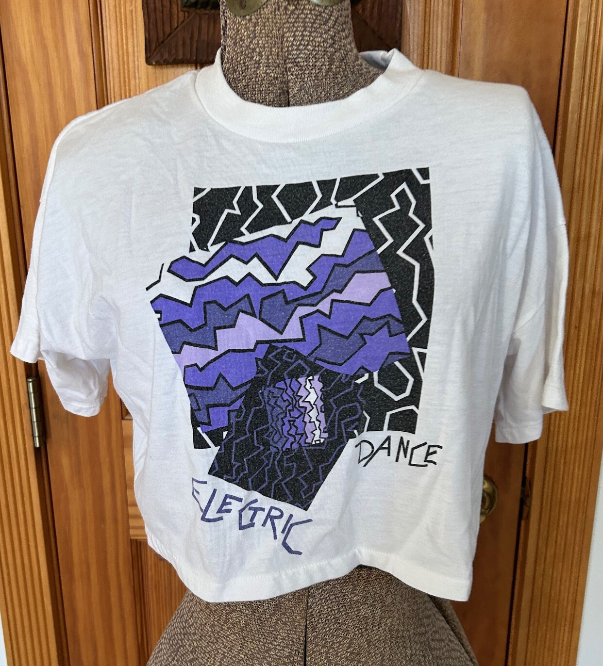 Vintage 1980s Electric Dance Body Wear by Gitano Crop Top T Shirt Purple One Sz