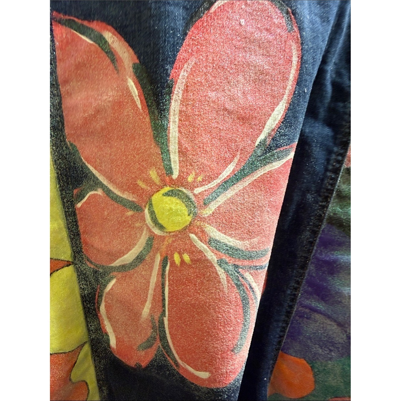 RISEN Hand Painted Floral Denim Jacket Boutique Art Jacket Boho Western Chic