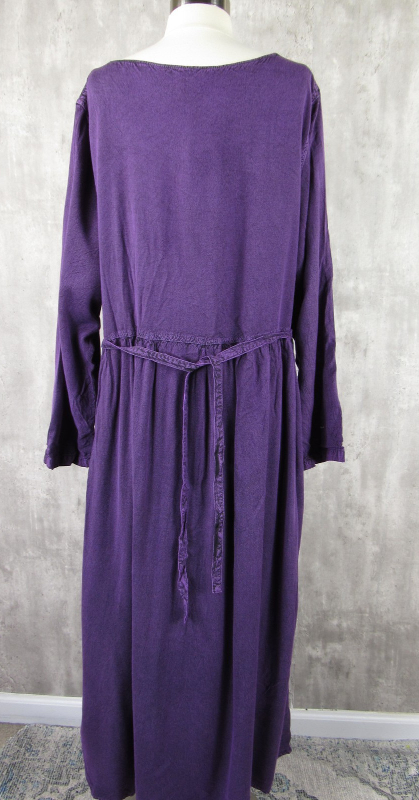 Vintage 90s Y2K NEW Dip Dye Rayon Tie Back Boho Hippie Dress 1X 2X Purple Velvet