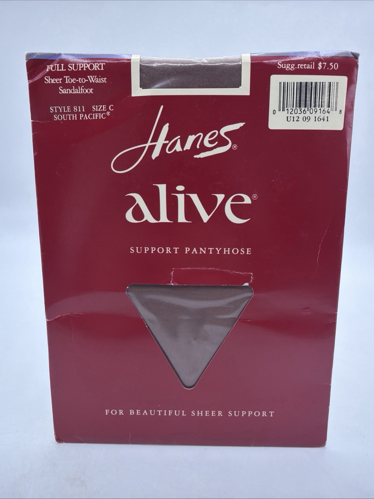 Vtg Hanes ALIVE Full Support Pantyhose South Pacific Sandalfoot Sz C Style 811