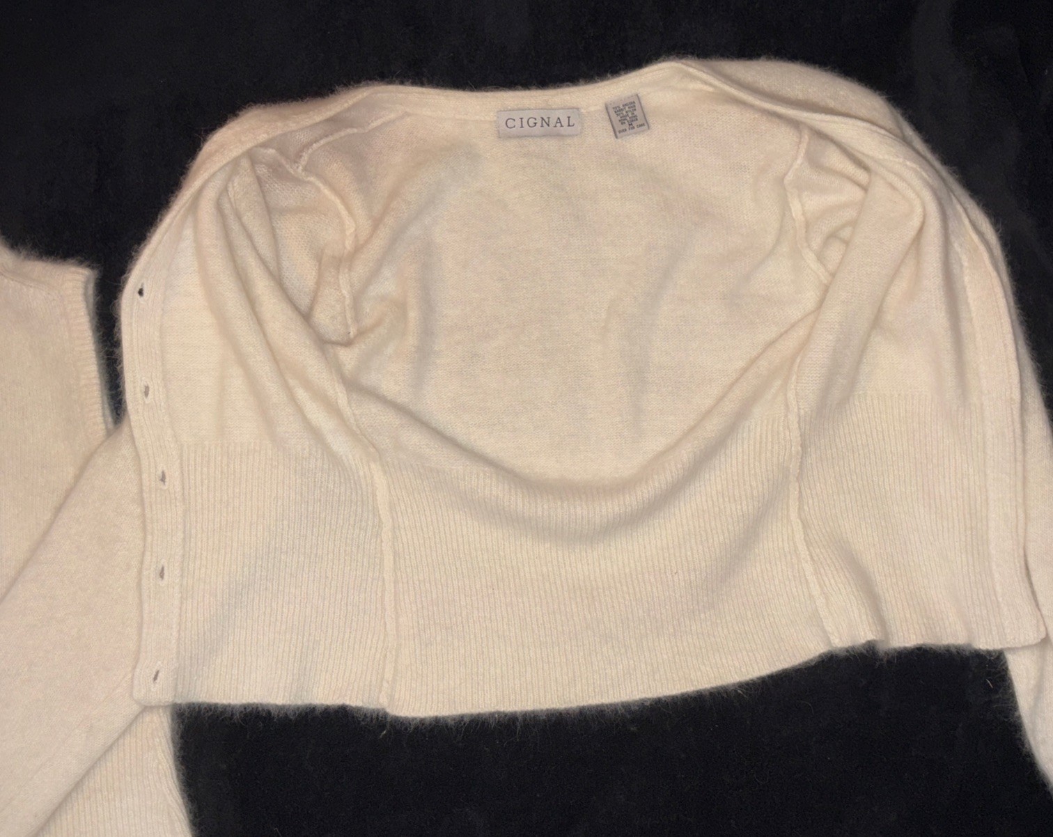 VTG 80s CIGNAL Angora Blend Cardigan & Top Set Made Hong Kong S/M Rabbit Hair