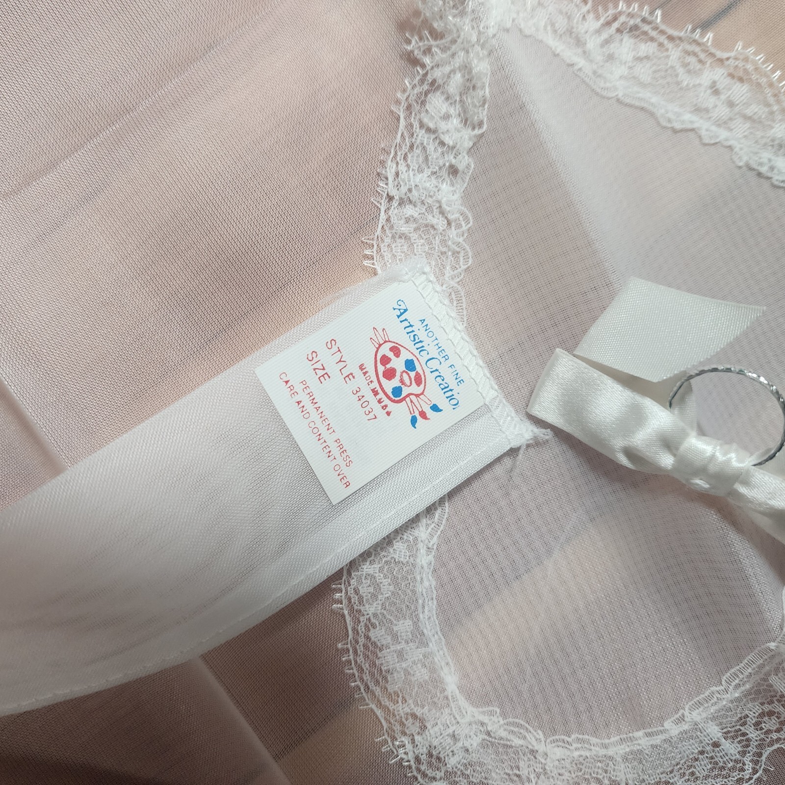 1950’s Half Wedding Apron White Nylon Artistic Creation NIP/NOS Heart Lace V Day