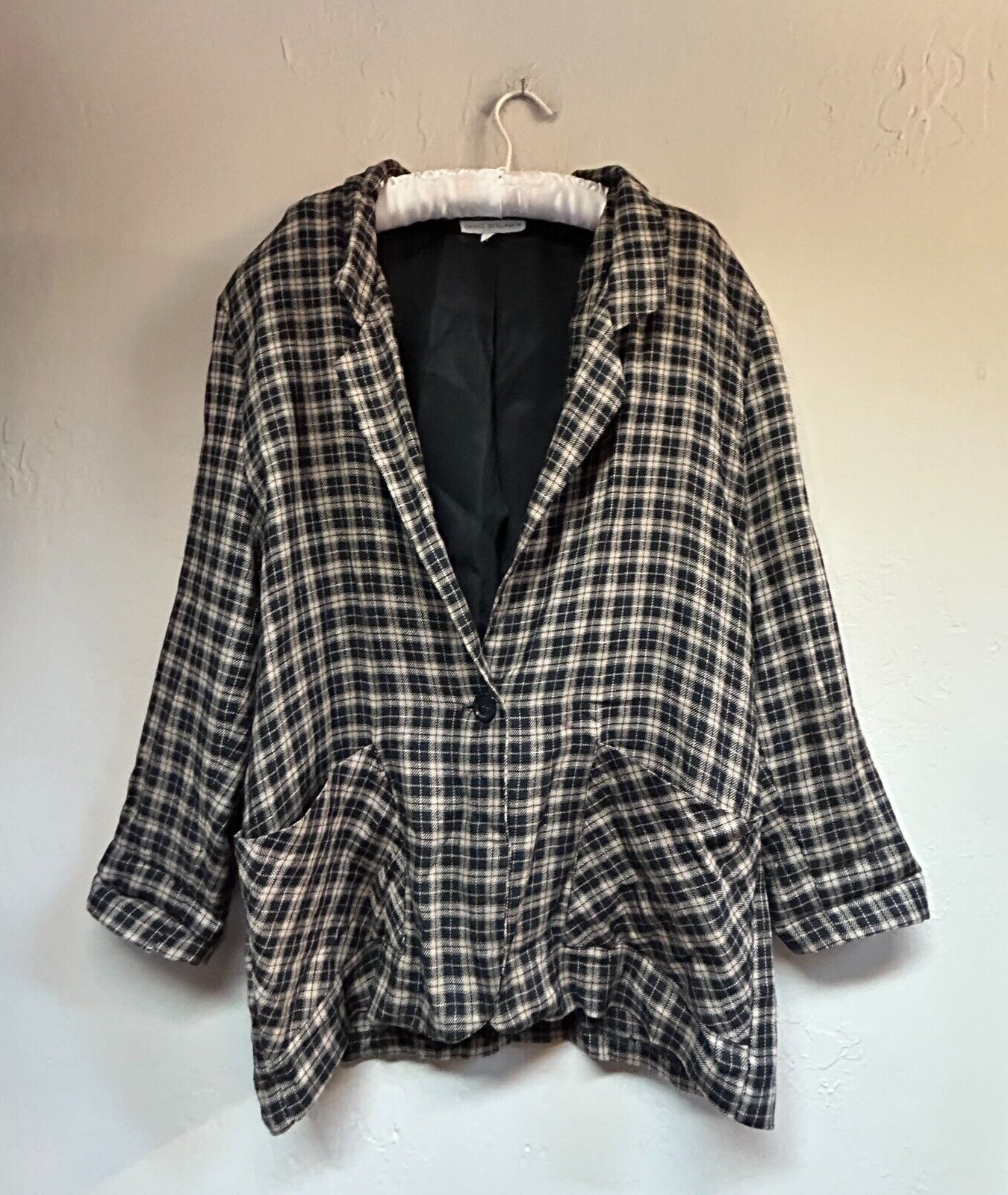Vintage ILGWU David Benjamin Women’s Plaid Blazer Large Single-Breasted Brown