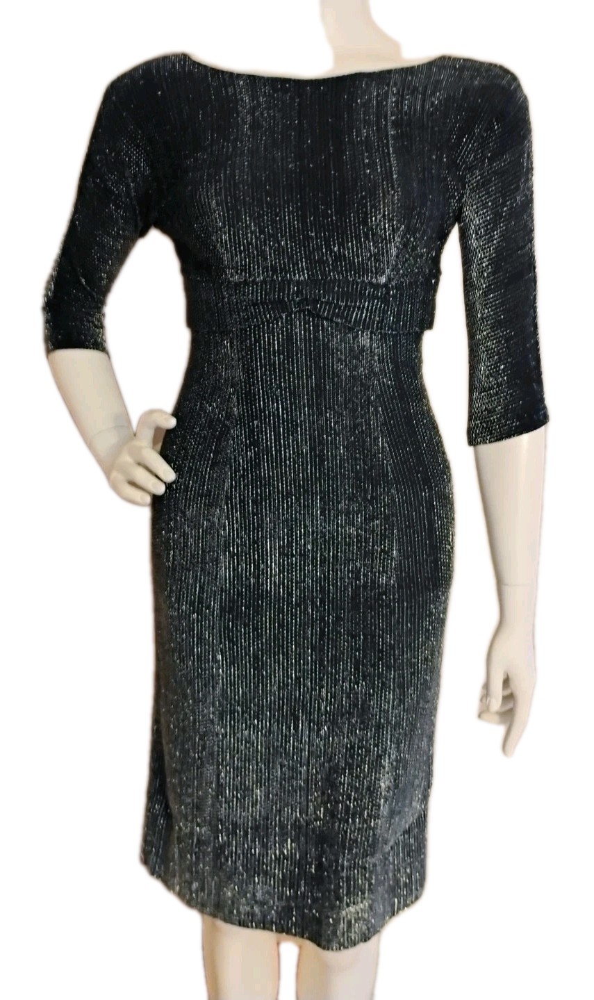 VTG 1950’s „that Wilroy LOOK” Black & Silver Metallic Wiggle Cocktail Dress