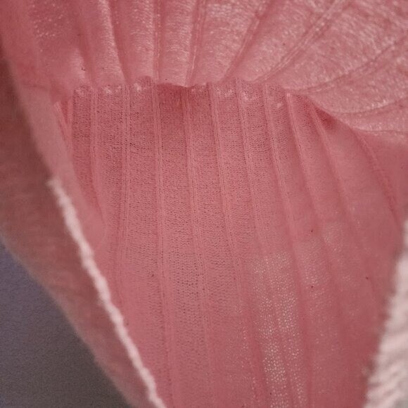 VINTAGE 70’s bubblegum pink acrylic knit pointed collar short sleeve sweater top