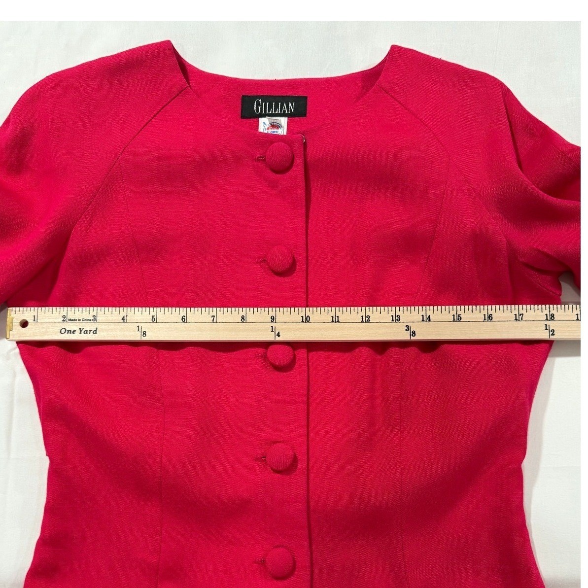 Gillian Vintage Fushia Button Front Dress Pleated Cape Back Size 8 USA W55