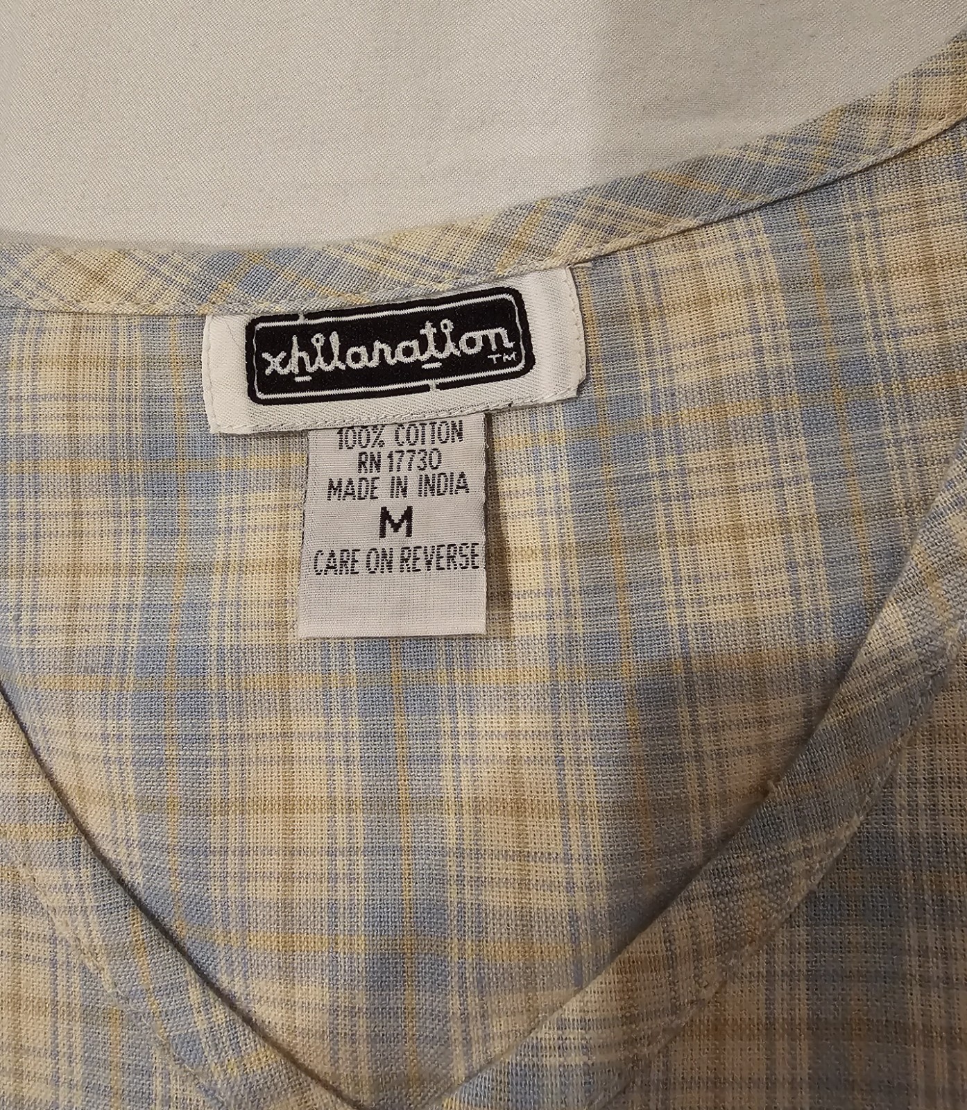 VTG 90s Xhilaration Dress NEW Plaid Blue Yellow Size M Short NWT COTTAGE PRAIRIE