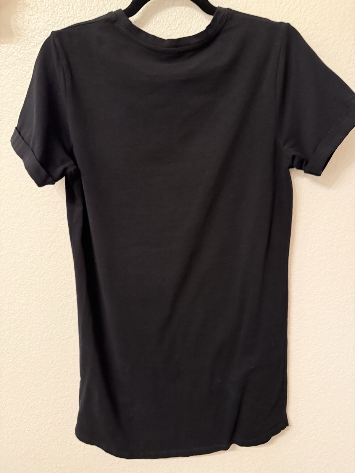 Twik par Simons Black Organic Cotton Jersey Crew Neck Rolled Sleeve Tee Dress XS