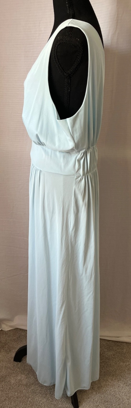 vintage slip dress by venus 40 blue dropped waist deep V neck floral accent