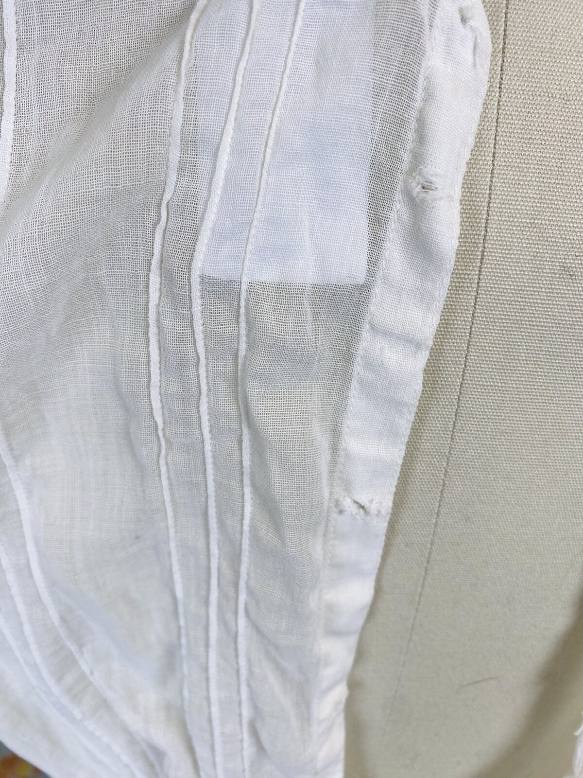 Antique Edwardian white cotton blouse with crochet lace and embroidery as is
