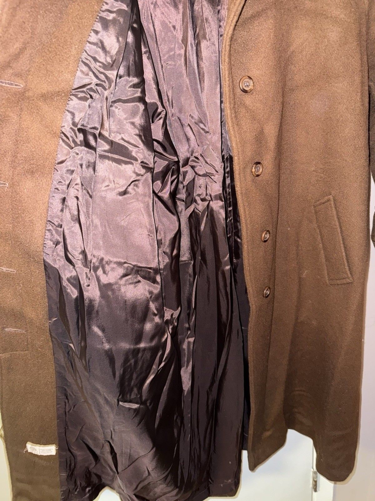 Vintage Paul Levy Women’s Dark Brown 100% Pure Wool Long Coat – see description