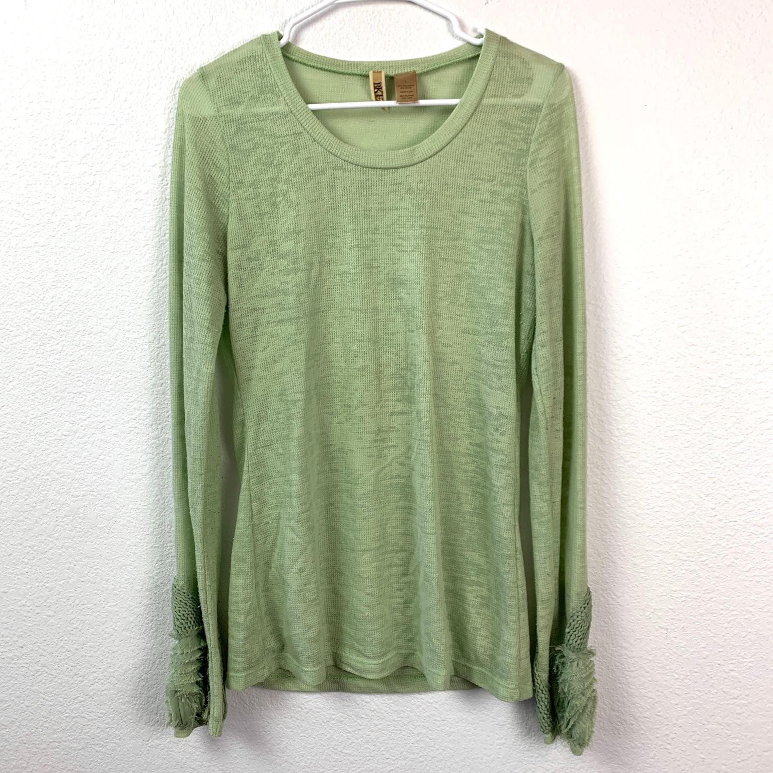 Y2K BKE Thermal Waffle Knit Long Sleeve Shirt Green L Bella Swan Twilight