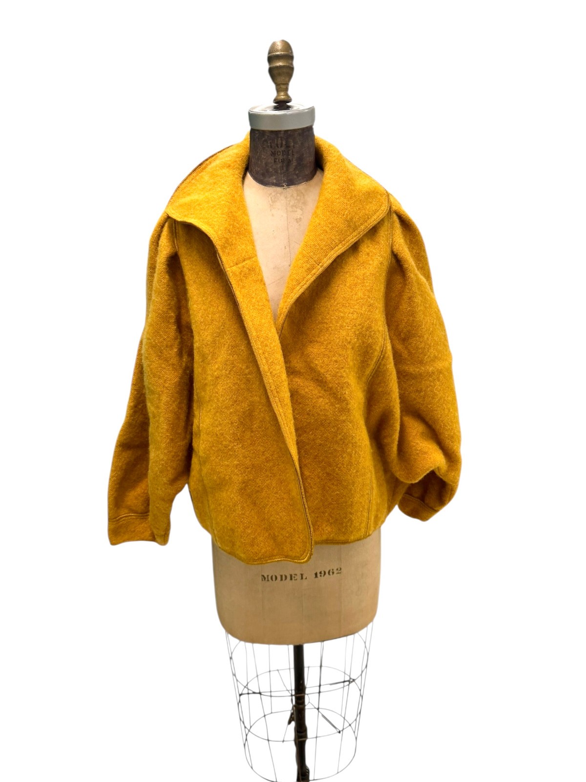 Vintage Mrs. H Winter Yellow Gold Dolman Sleeve Short Coat Small -Petite