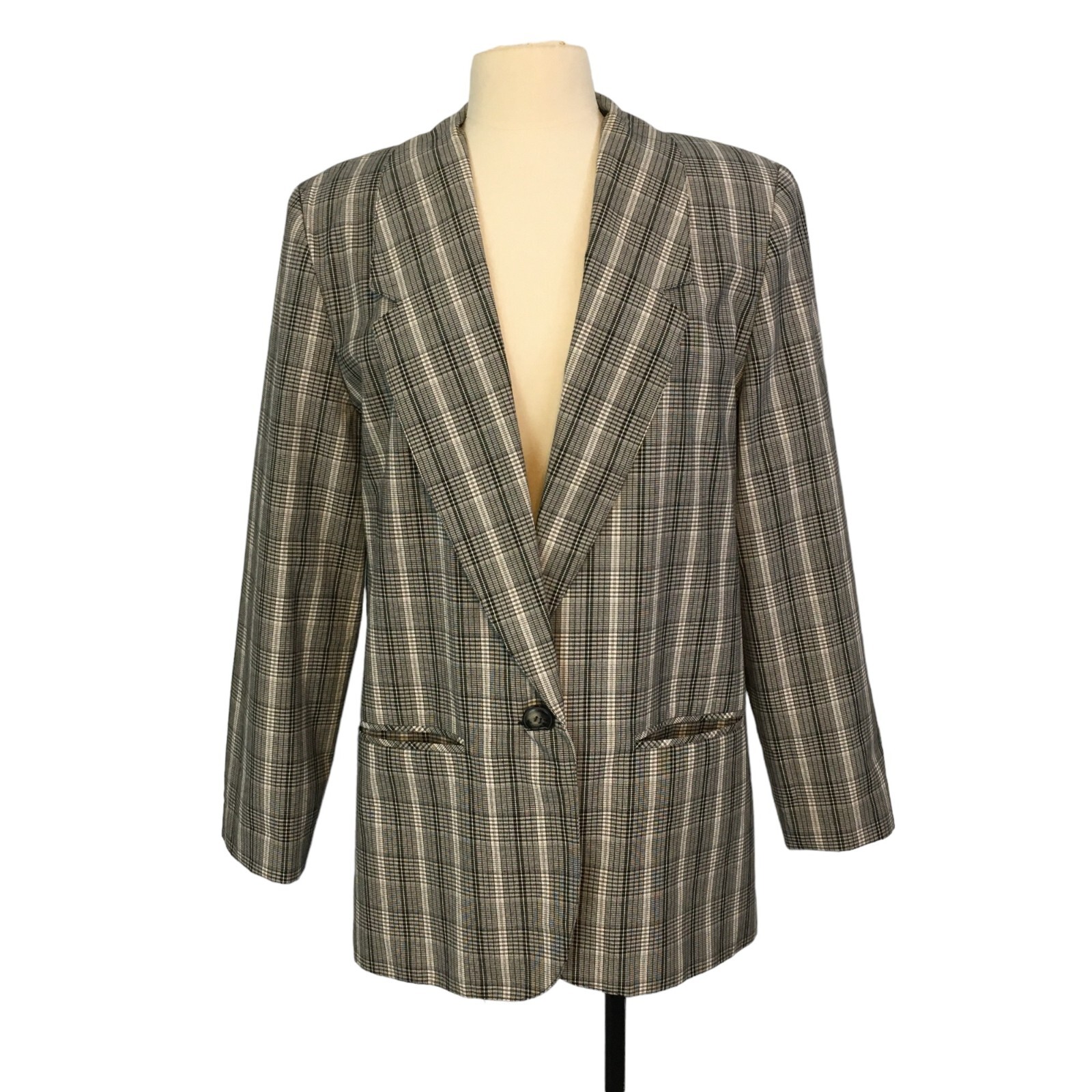 Counterparts Counterparts Vintage Womens Black White Plaid Oversized Blazer 12