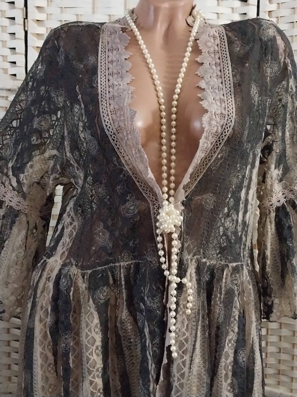 VTG SILKY WHIMSIGOTH FAIRY JACKET CAPE LACY WASH BELL SLV SEMI SHEER SML NEW
