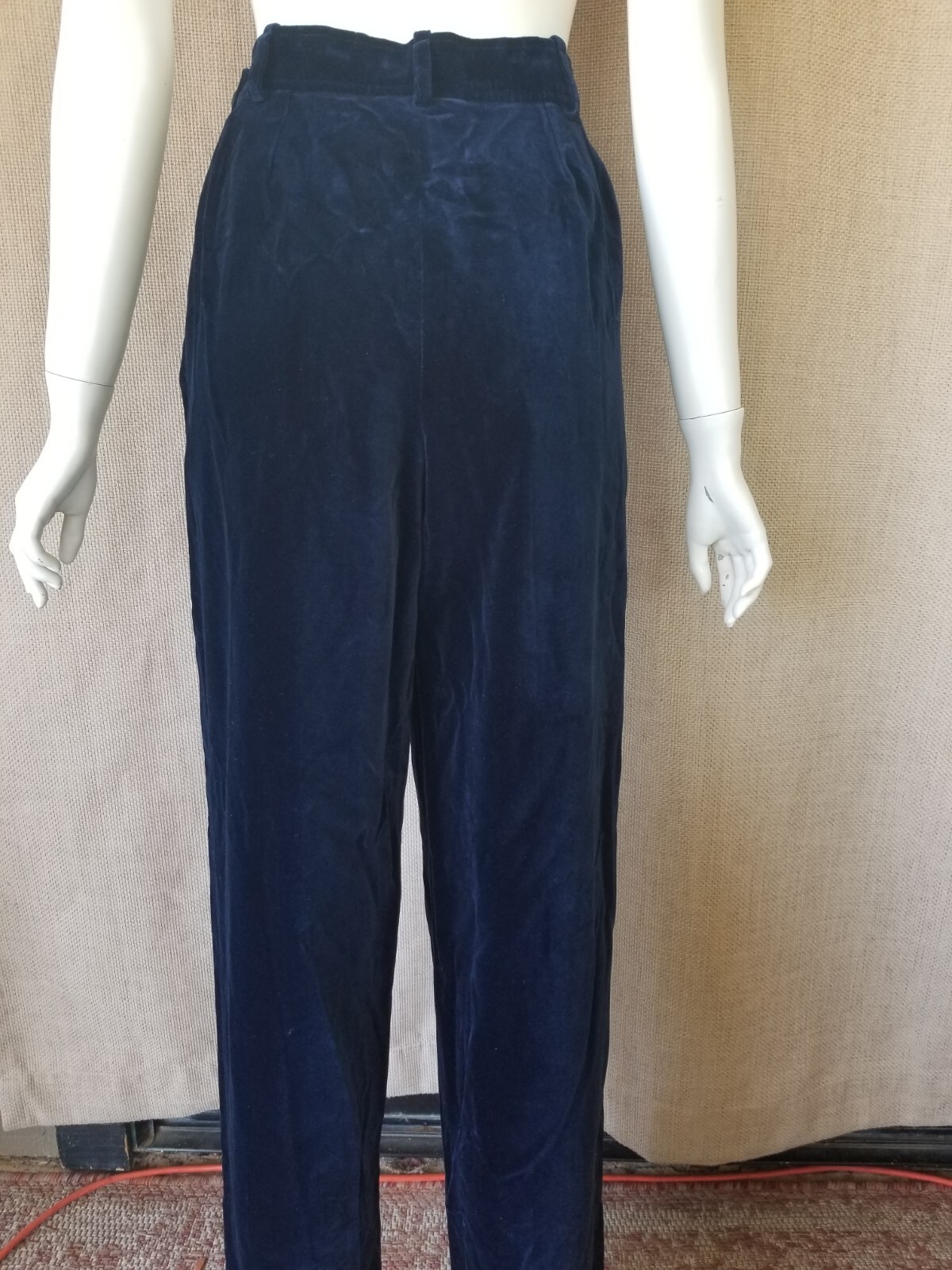 1980’s YVES SAINT LAURENT RIVE GAUCHE Blue Velvet trousers Womens Vintage Pants