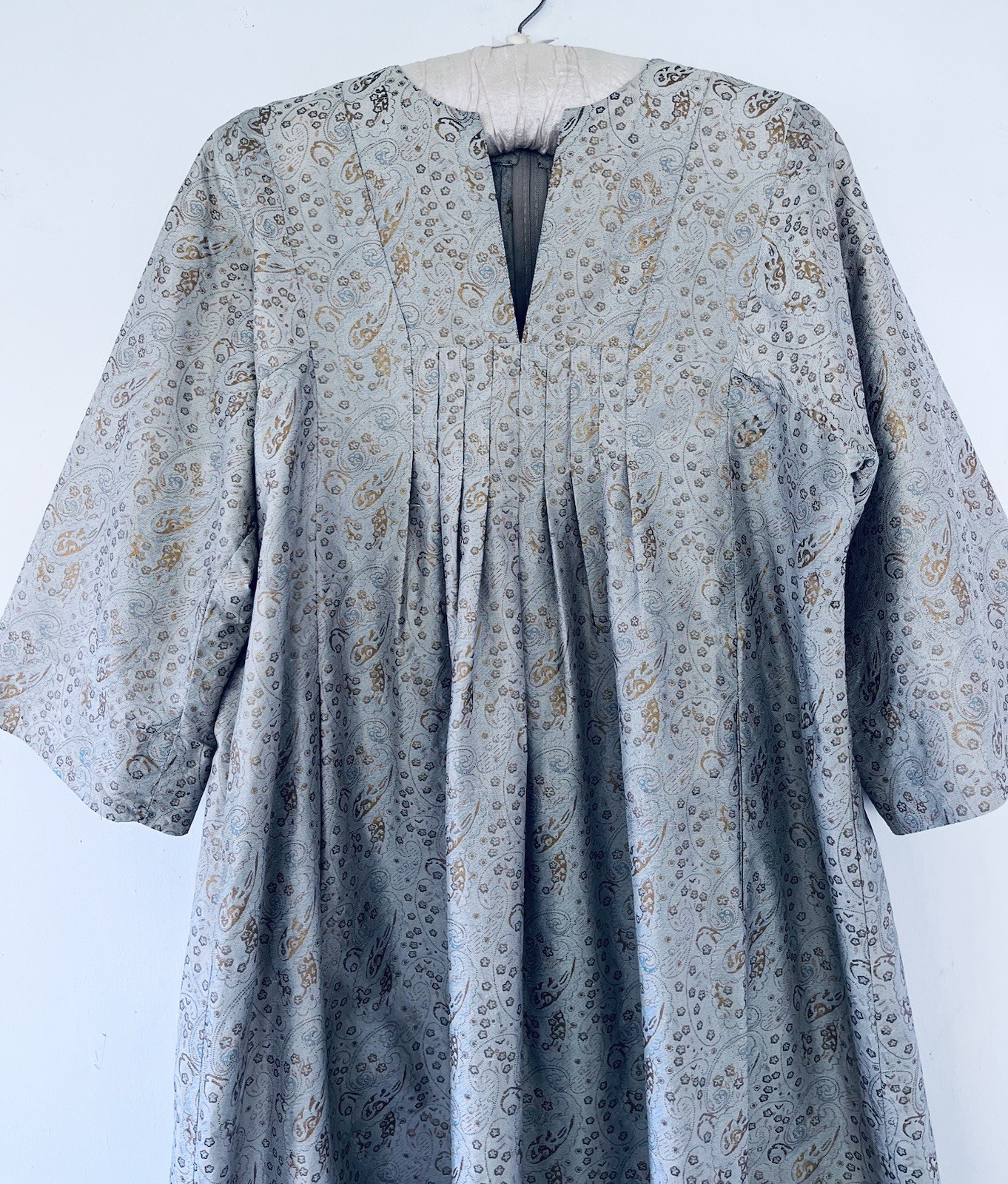 Vintage Jim Thompson Thai Silk Caftan 1970s Kaftan Dress w /Pockets Size Large