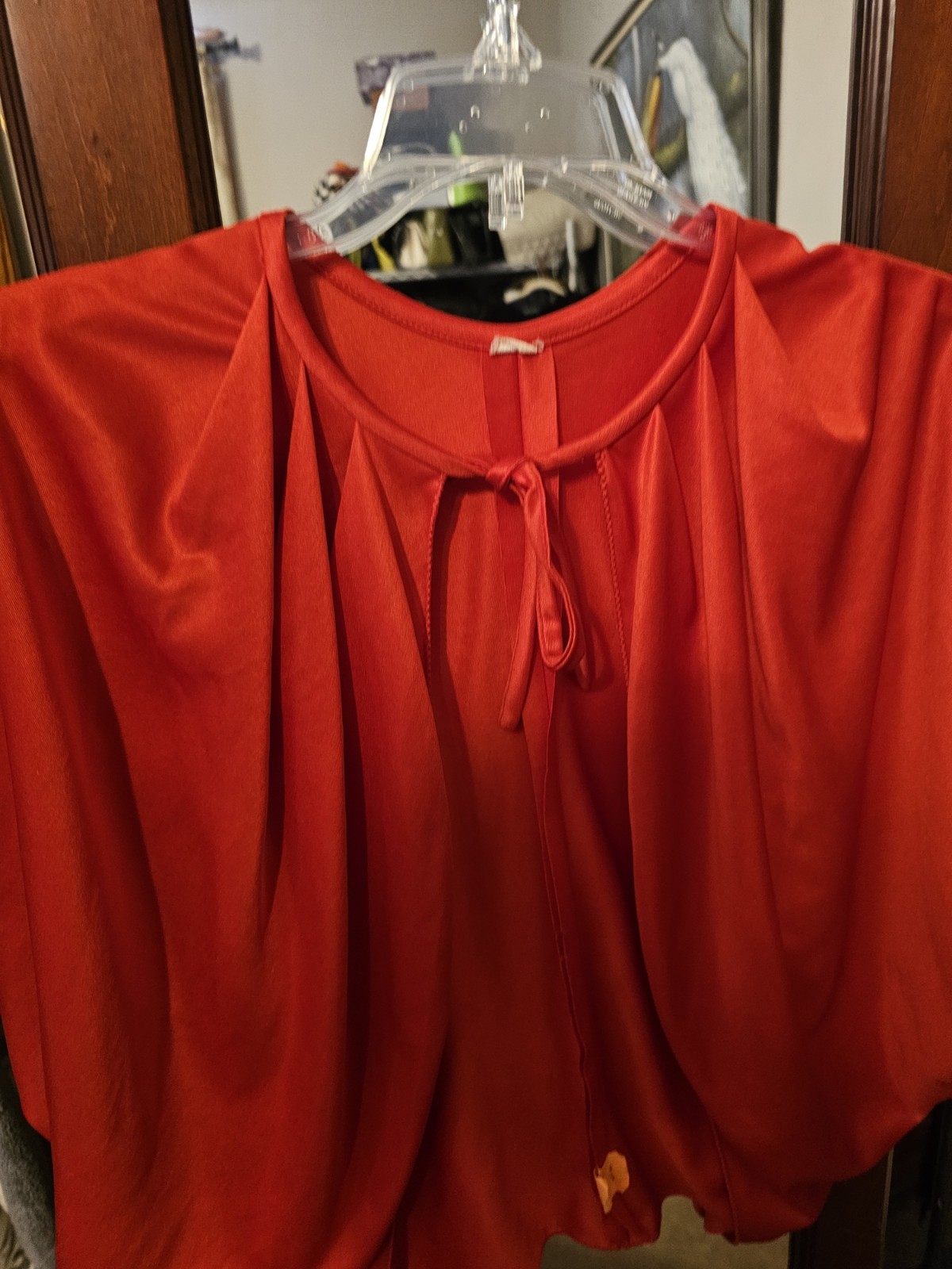 True Vintage Unbranded 1970s Caolet Dress Long Red Disco Evening Caplet Size…