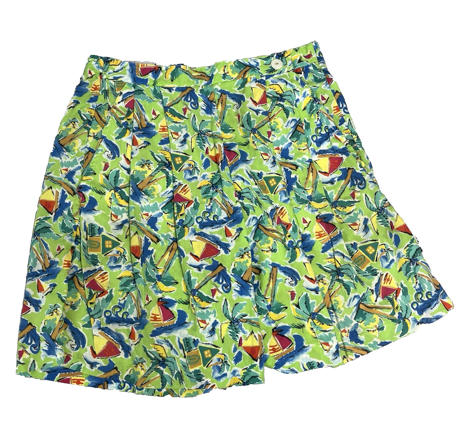 Vintage Jantzen Classics Shorts size 10 Green Blue Beach Boating Tropical Ocean