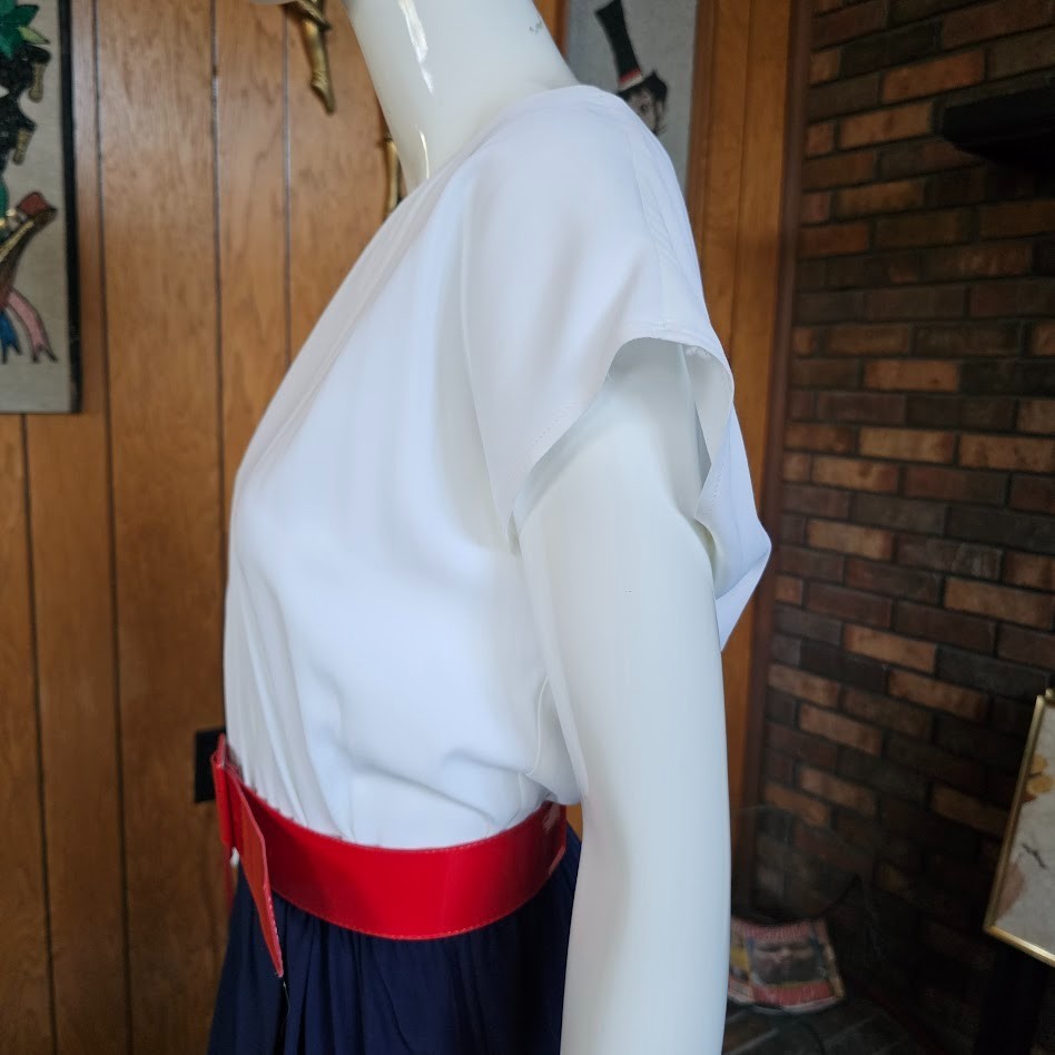 Vintage 80s Corporate New wave Power Suit Secretary Dress Shorts RWB Romper M/L