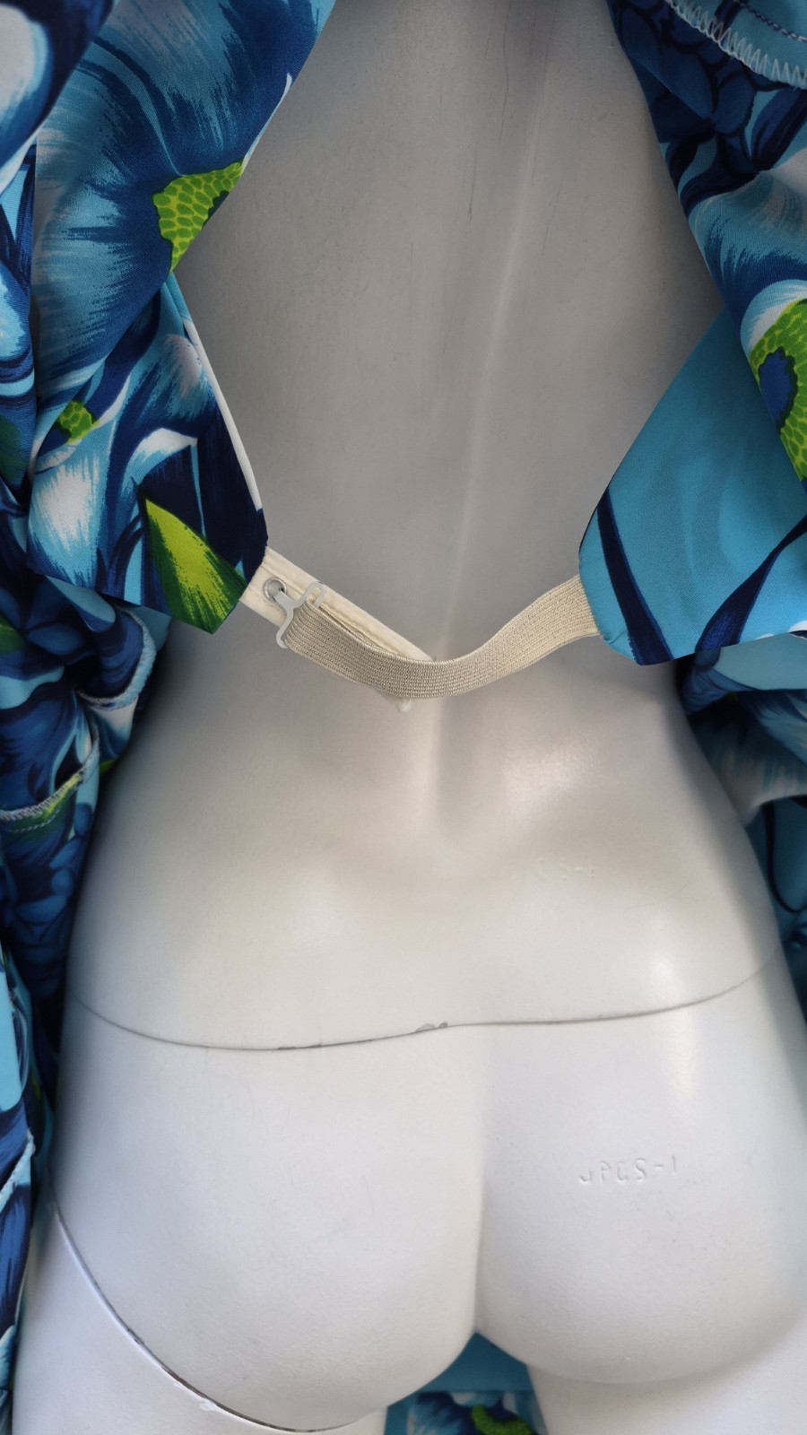 Vintage HAWAIIAN PALM Blue Floral Print Watteau-Back Maxi Dress – Size M/L – EUC