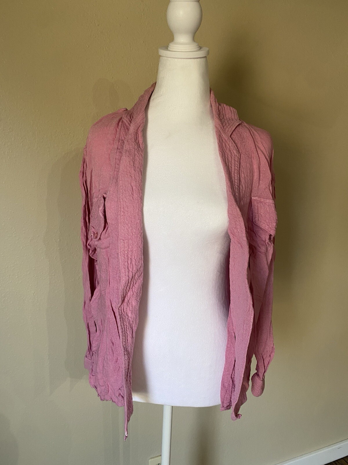 Vintage Laise Adzer Moroccan Cardigan Pink Boho Chic 1980s Rayon Cotton