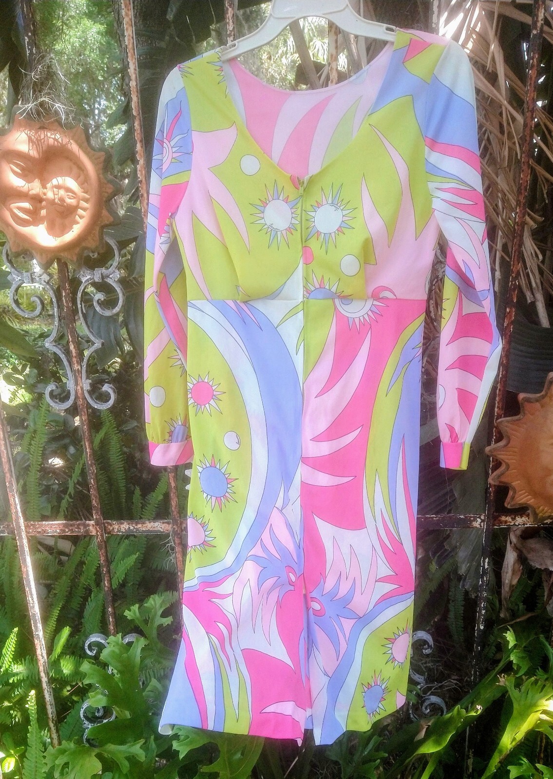 Vintage Psychedelic 60s / 70s purple mod Leonora Signed dress Xs/Small