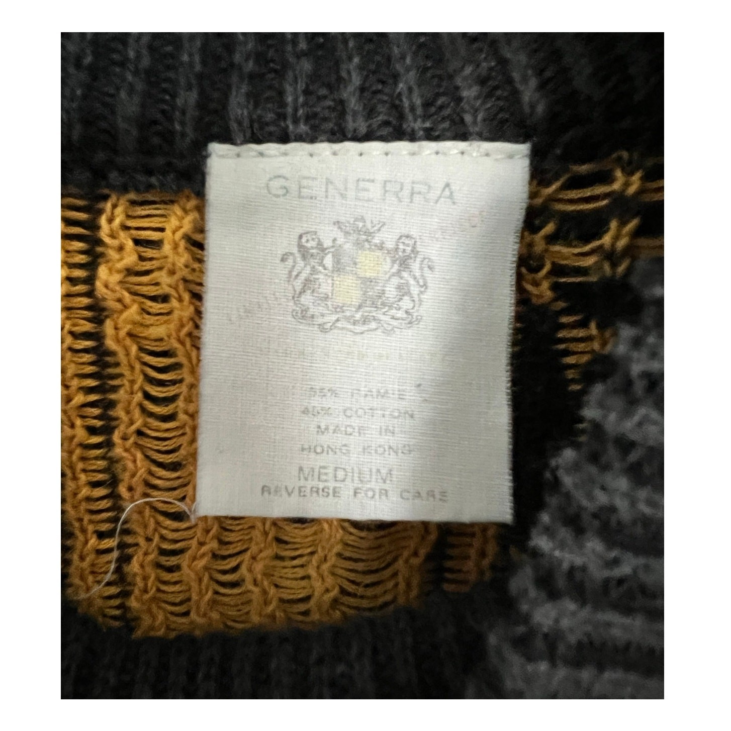 Vintage Generra 80s Graphic Chessboard Mockneck Sweater Black & Mustard Knit M