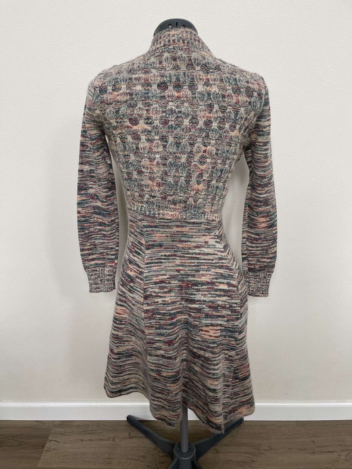 Vintage 70’s Mother Nature Arpeja Multi Color Knit V Neck Sweater Dress