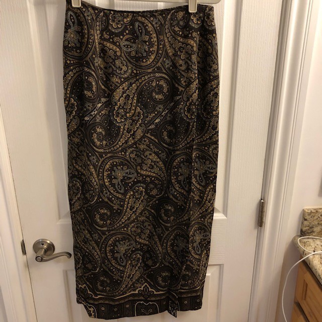 Vintage L’Amadei Wrap Skirt Size 12 Paisley Brown DP Altomonte Lined Maxi