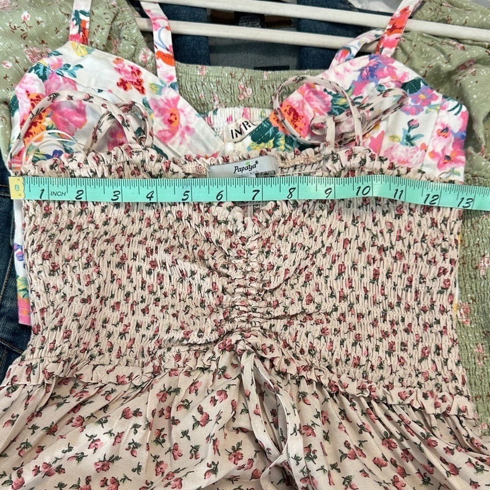 Papaya Y2K VTG FeminineChic Cottagecore Boho Girly Beige Floral Camisole Top SzS