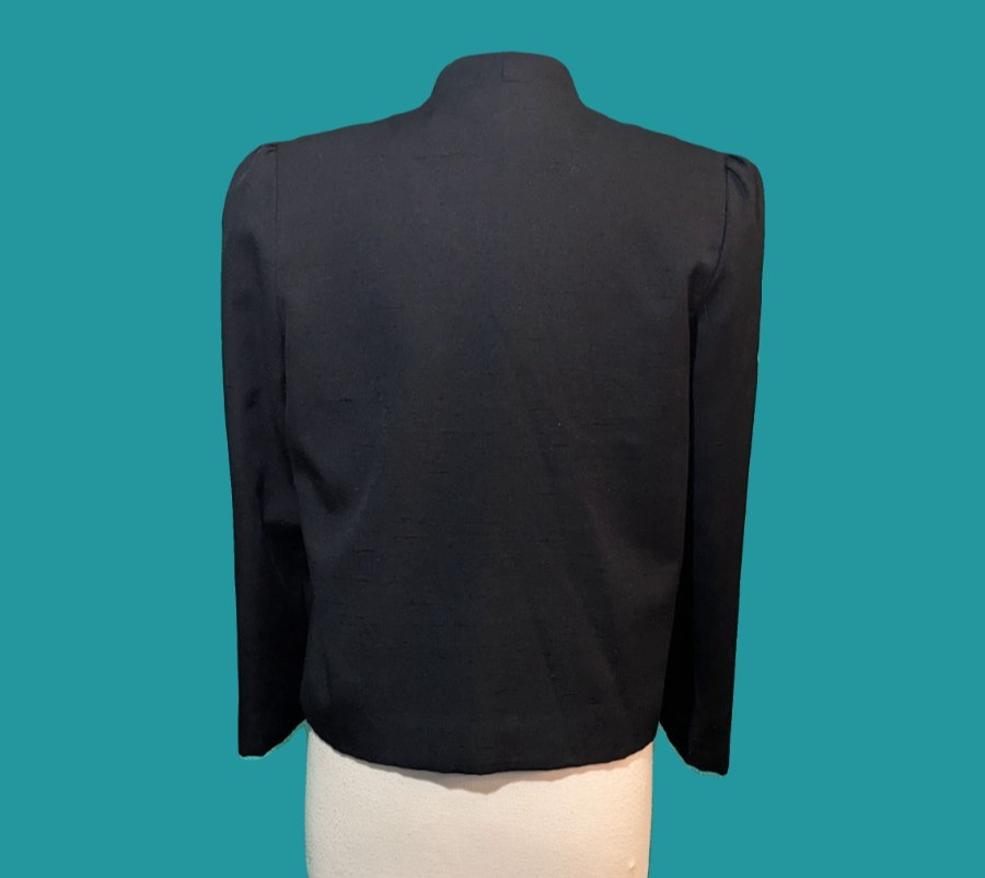 Glen Echo Sportswear Vintage Black Open Front Blazer Size M Preowned