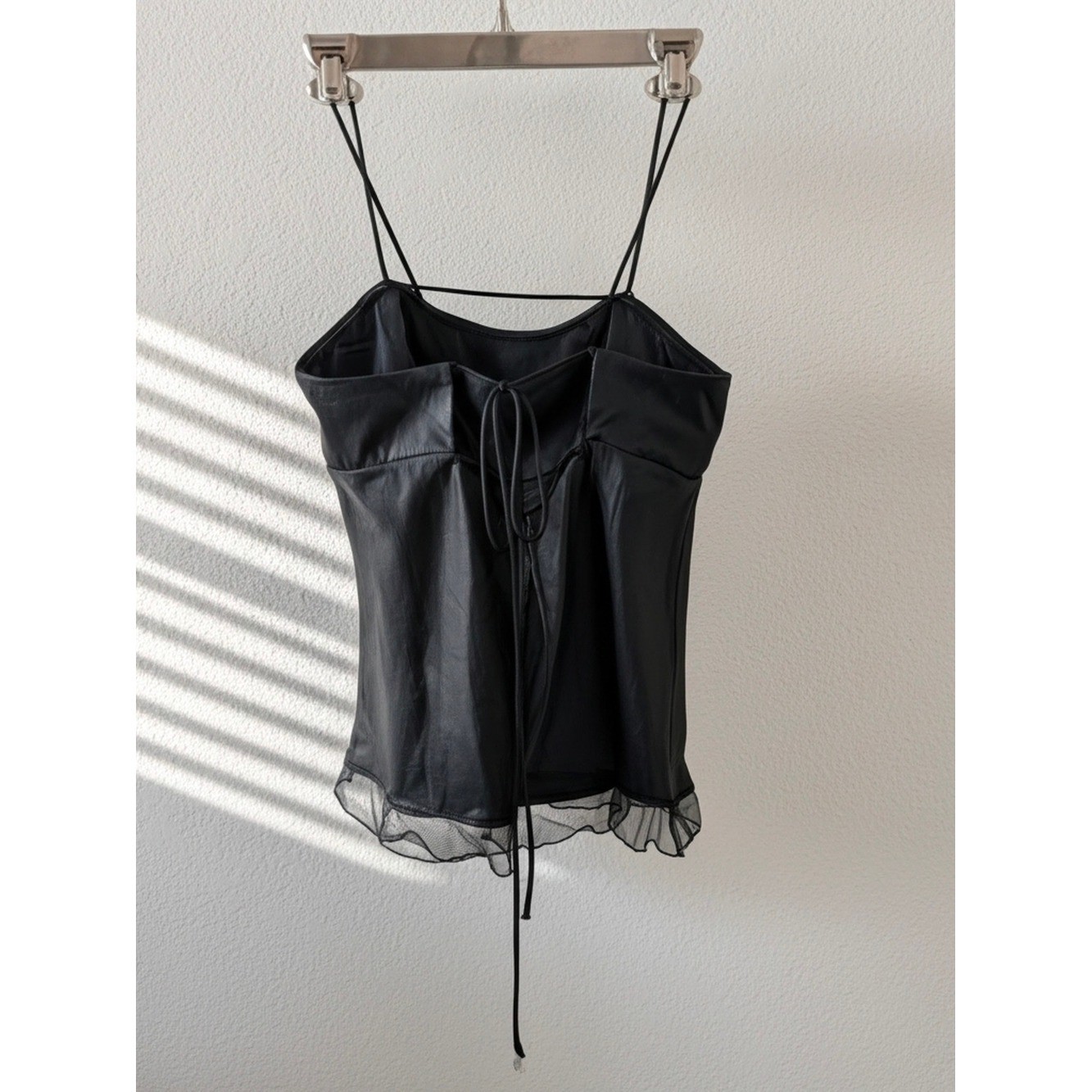 NWT Free People – Romantic Ethereal Satin Top With Sheer Scalloped Hem Women M