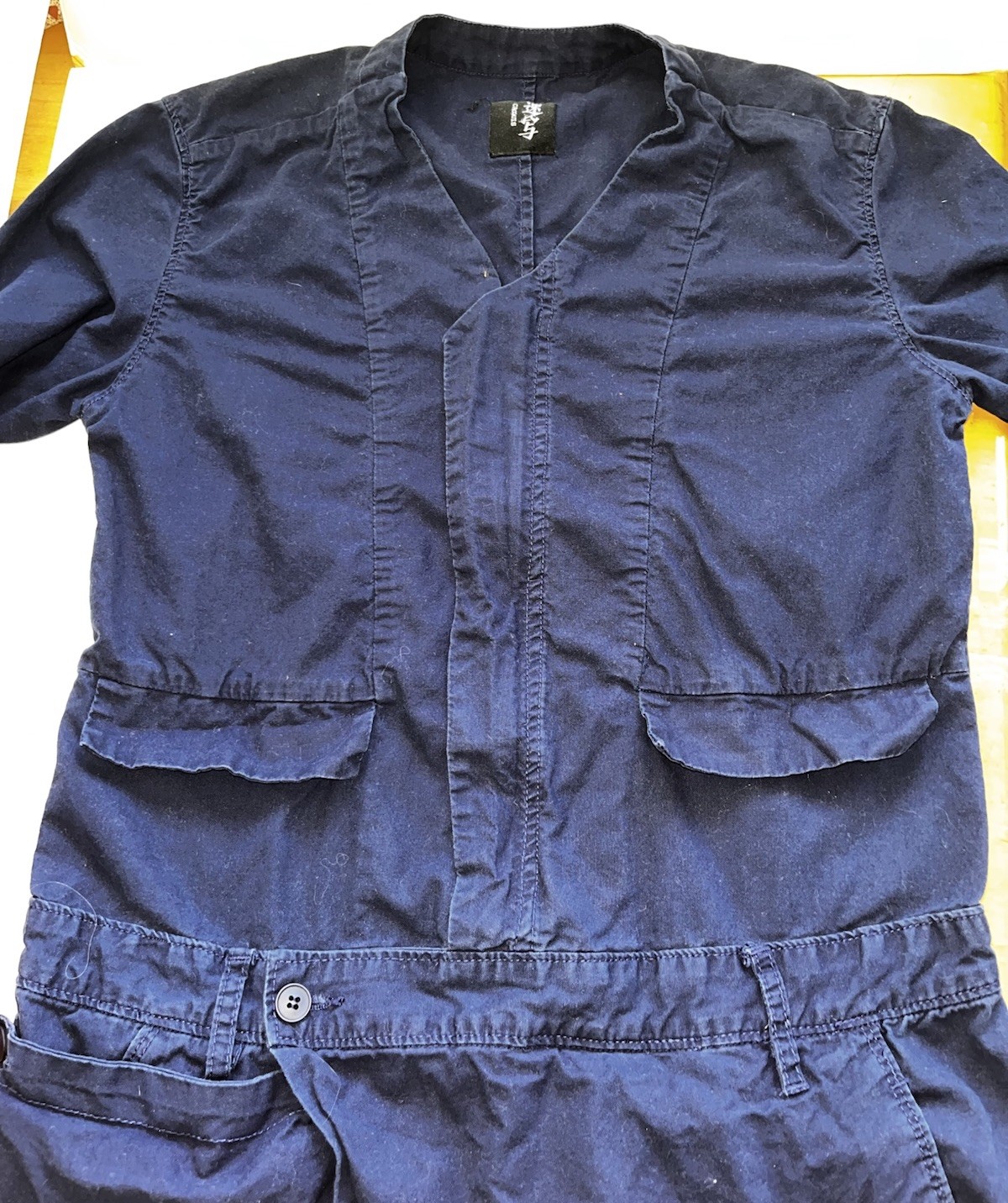Rare CROQUIS Japan Cross Panel Boilersuit Jumpsuit Cropped Coveralls Navy-Sz M