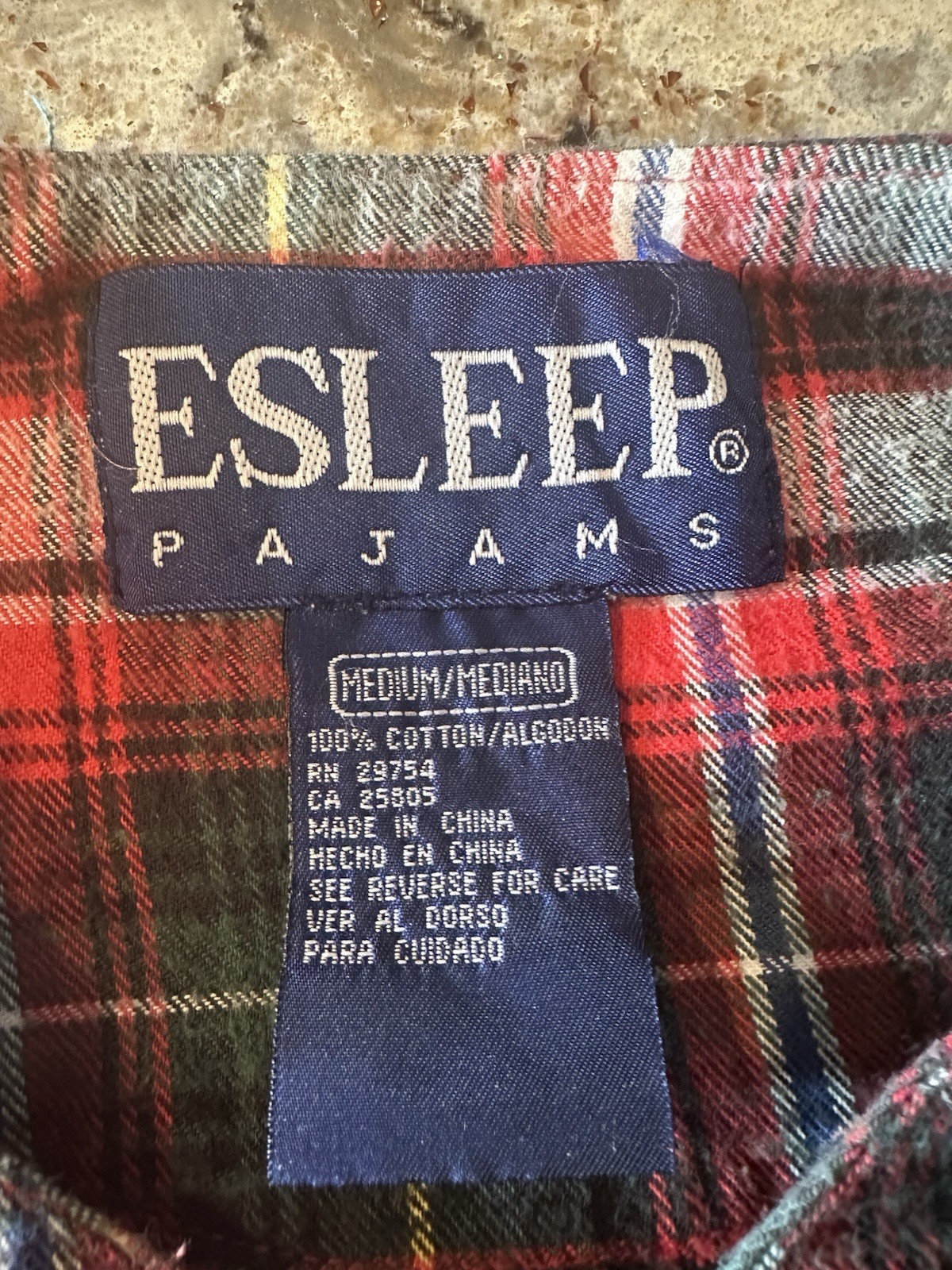 Vintage Esleep Pajams M Plaid Flannel Night Shirt 90’s Sleepwear Christmas PJ’s