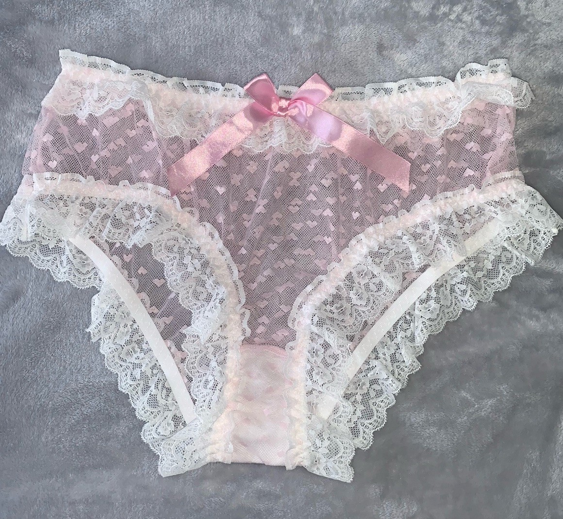 NEW SHEER Chiffon Panties Lacy Hi Cut Bikini Panty XL 1X LARGE Satin Bow