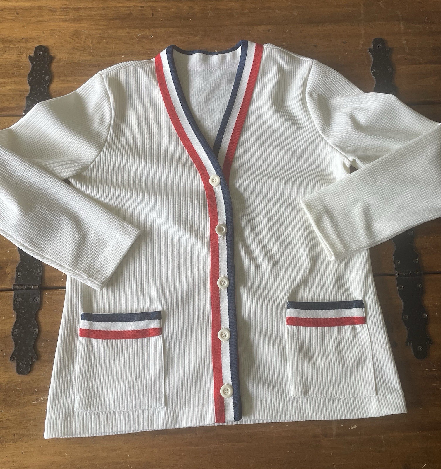 Vintage Nautical Preppy Tennis Twin Set Sweater Cardiigan Vest Top Shirt USA