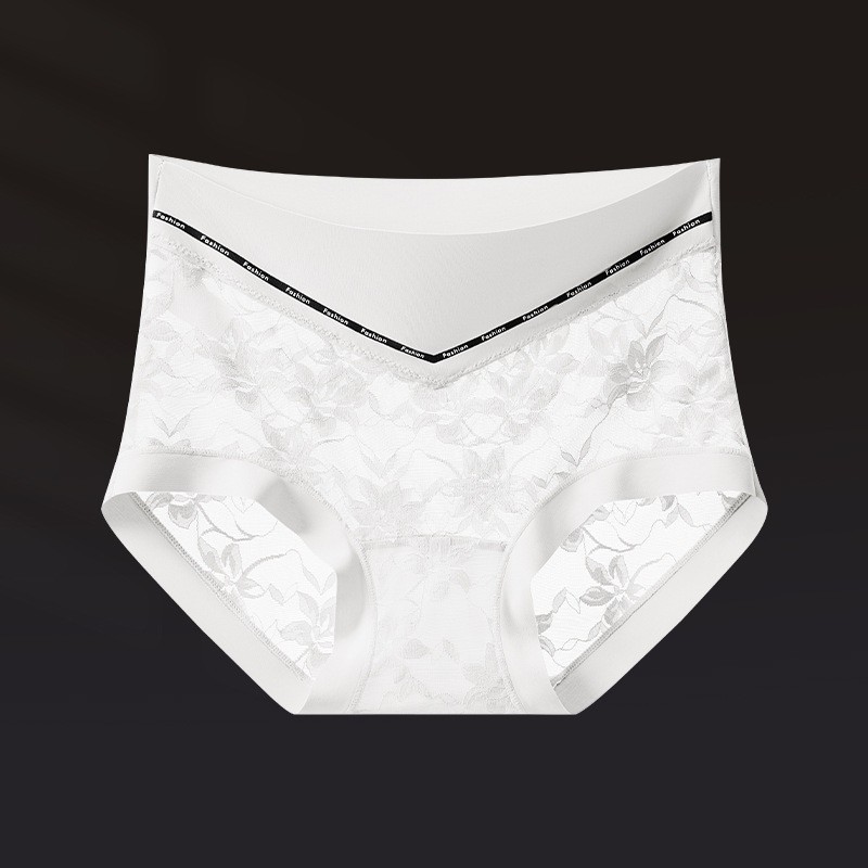 3Pack Womens French High Waist Full Brief Panties Satin Lace Trim Anti Bacterial