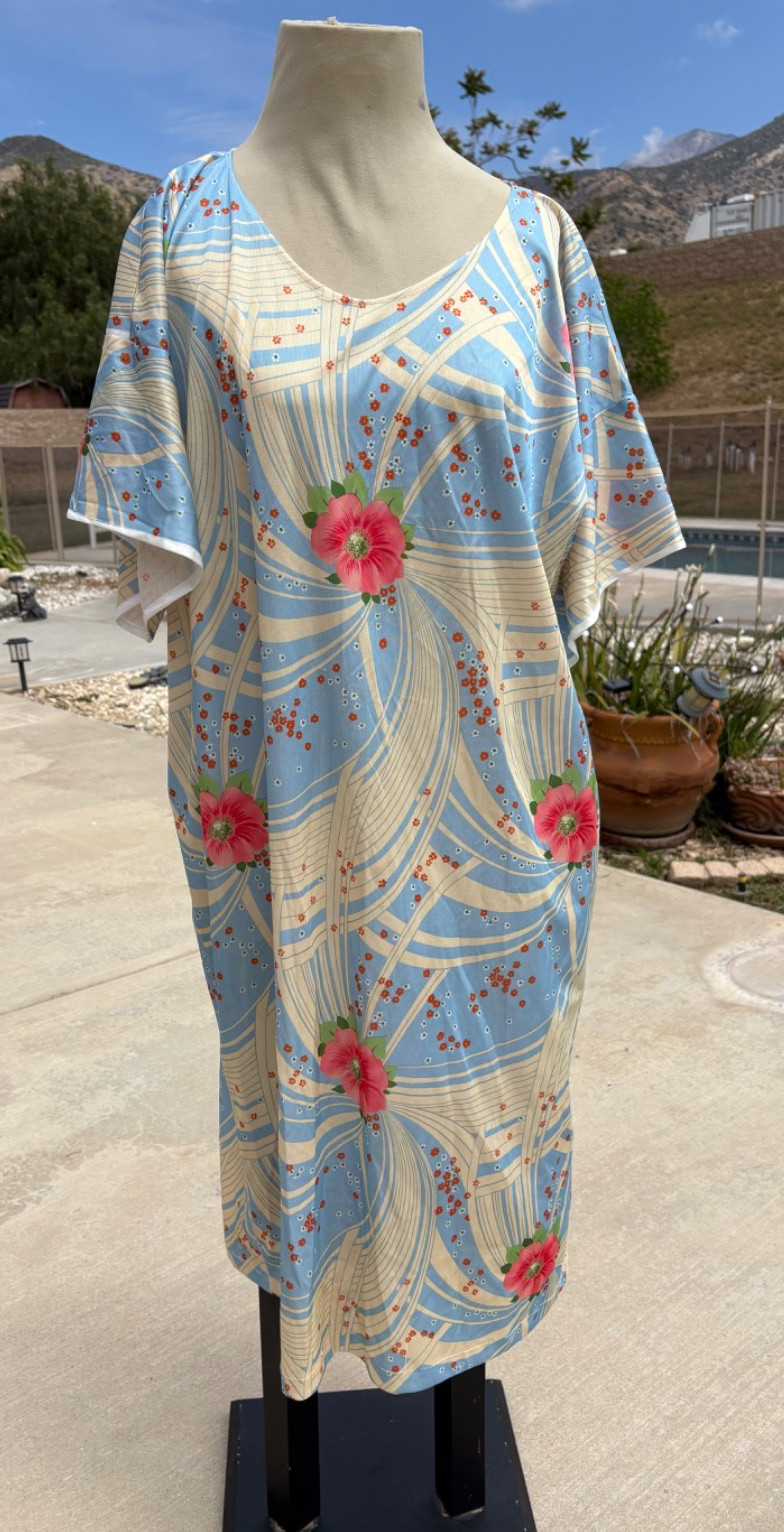 Vintage 70s 80s Handmade Caftan House Dress L/XL Needs TLC