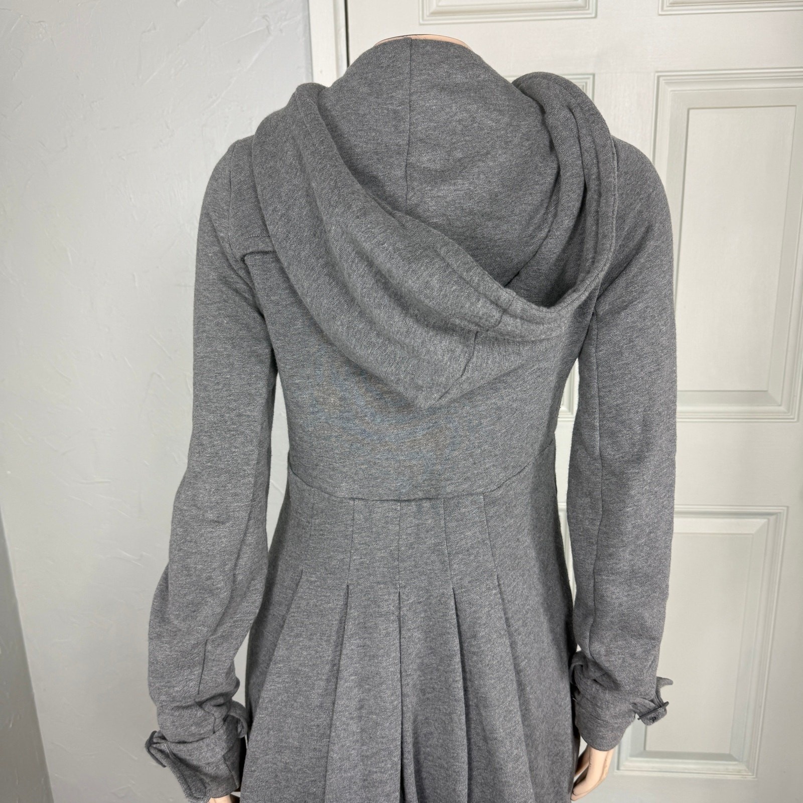 Armani Exchange Women’s Jacket S Pleated Knit Button Designer Long Hooded W4-28