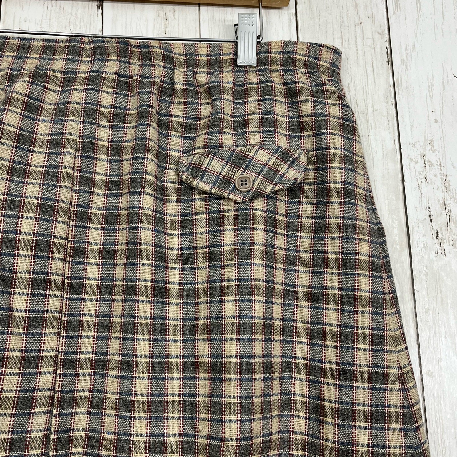 Vintage Hunter Sportswear Plaid A-Line High Waist Knee Length Preppy Skirt